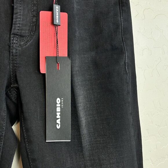 Cambio Jeans Womens 4 Black Flare paris easy kick feather Sequin hem NEW Denim - Picture 7 of 13